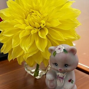 Fenton Blue Burmese 100th Anniversary Hand Painted Bear With Ladybug